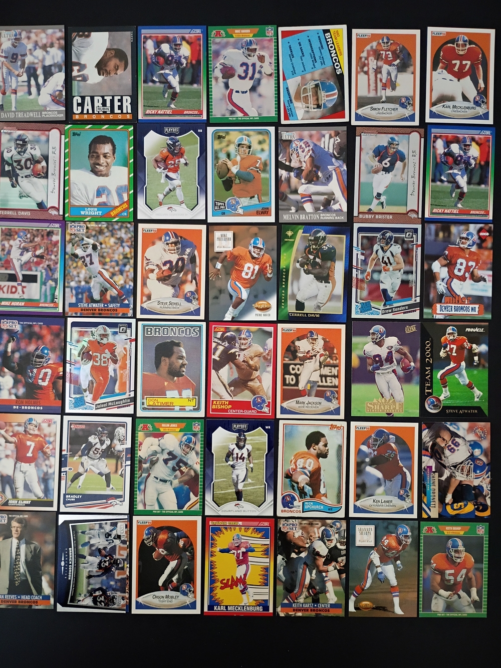 Vintage Denver Broncos Football Card Lot - Orange & Blue